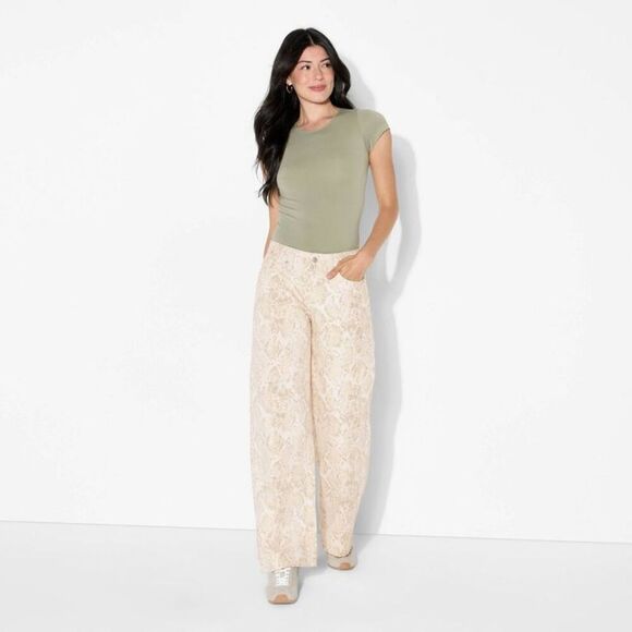 Wild Fable Pants - Wild Fable - Women's Low-Rise Baggy Jeans - Wild Fable White Sn White